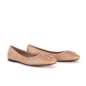 Tory Burch Georgia Ballet Flats Beige Nude Snakeskin Leather New - Size 8 M